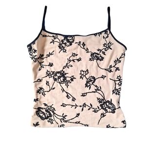 bebe Beaded Camisole Embellished Floral Sequins Dark Feminine Fairy Grunge Goth